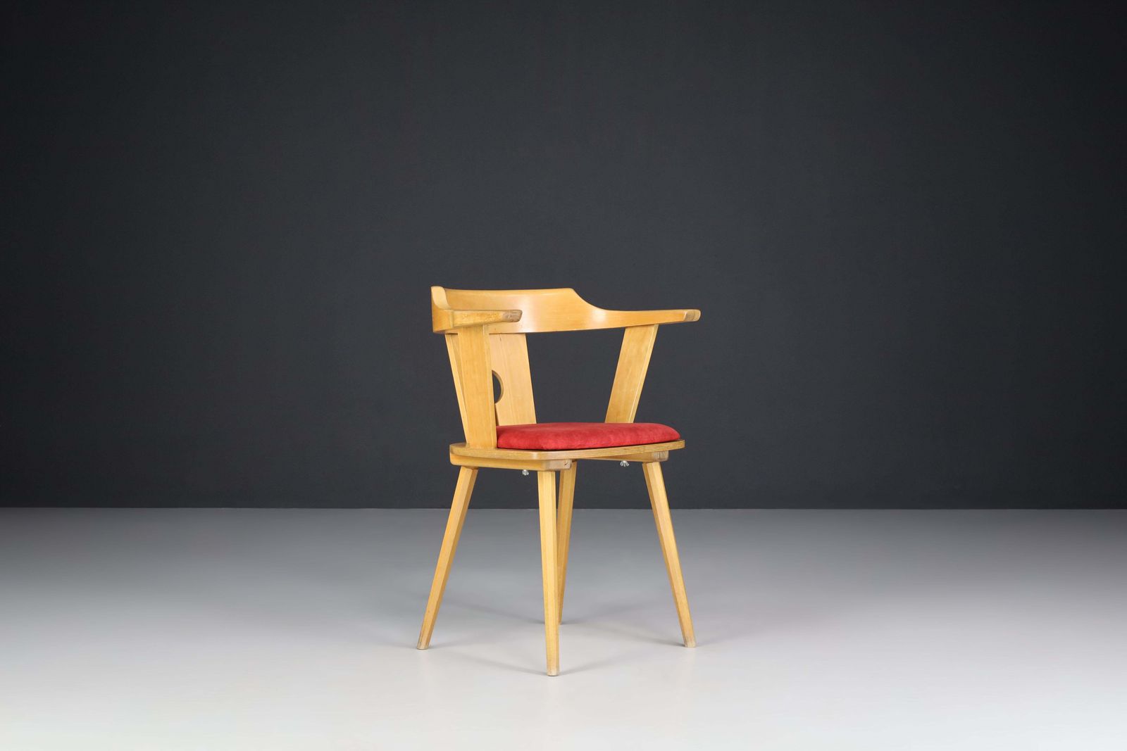 Large Set/12 Of Dining Arm Chairs In Beech And Original Upholstery, France 1960s photo vinterior
