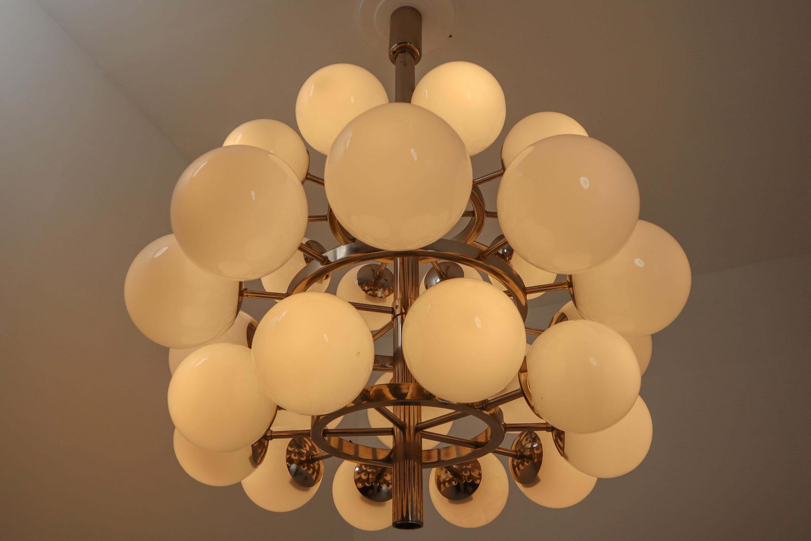 Mid Century Modernist Chandelier With 30 Handblown Opaline Glass Globes photo furniture