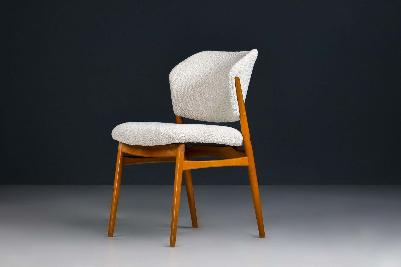 Mid Century Modern Dining Chairs In New Bouclé Fabric By Spahn, Germany 1950s photo furniture