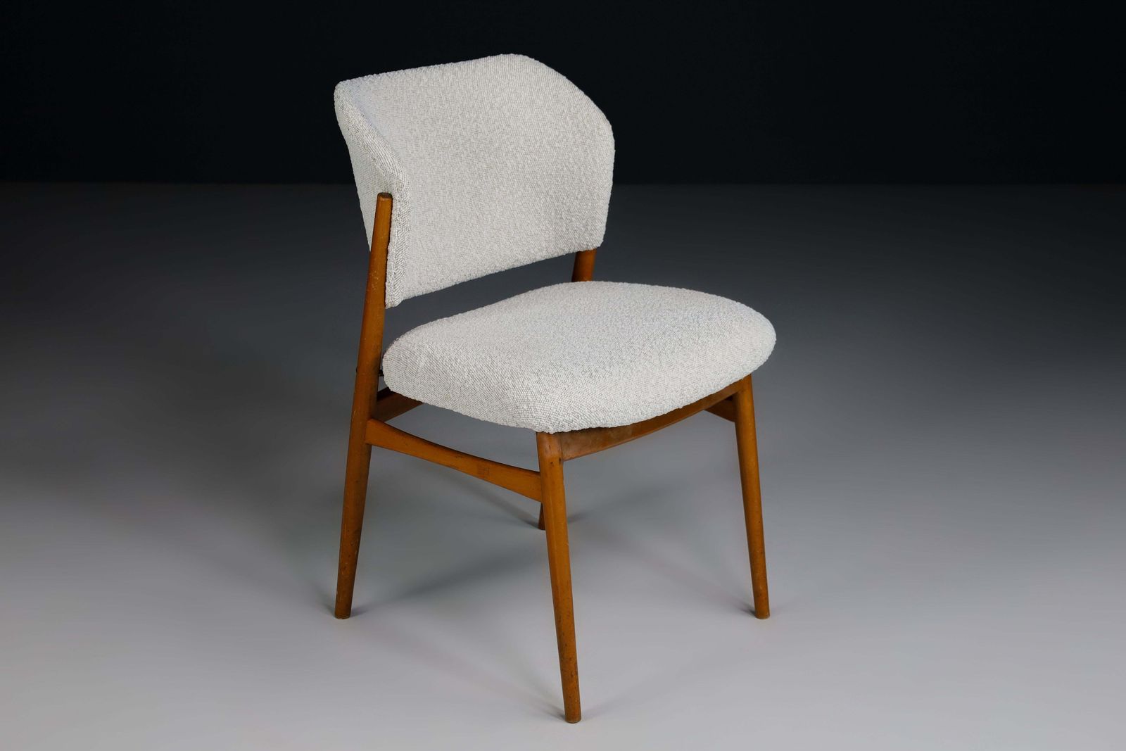 Mid Century Modern Dining Chairs In New Bouclé Fabric By Spahn, Germany 1950s photo for sale