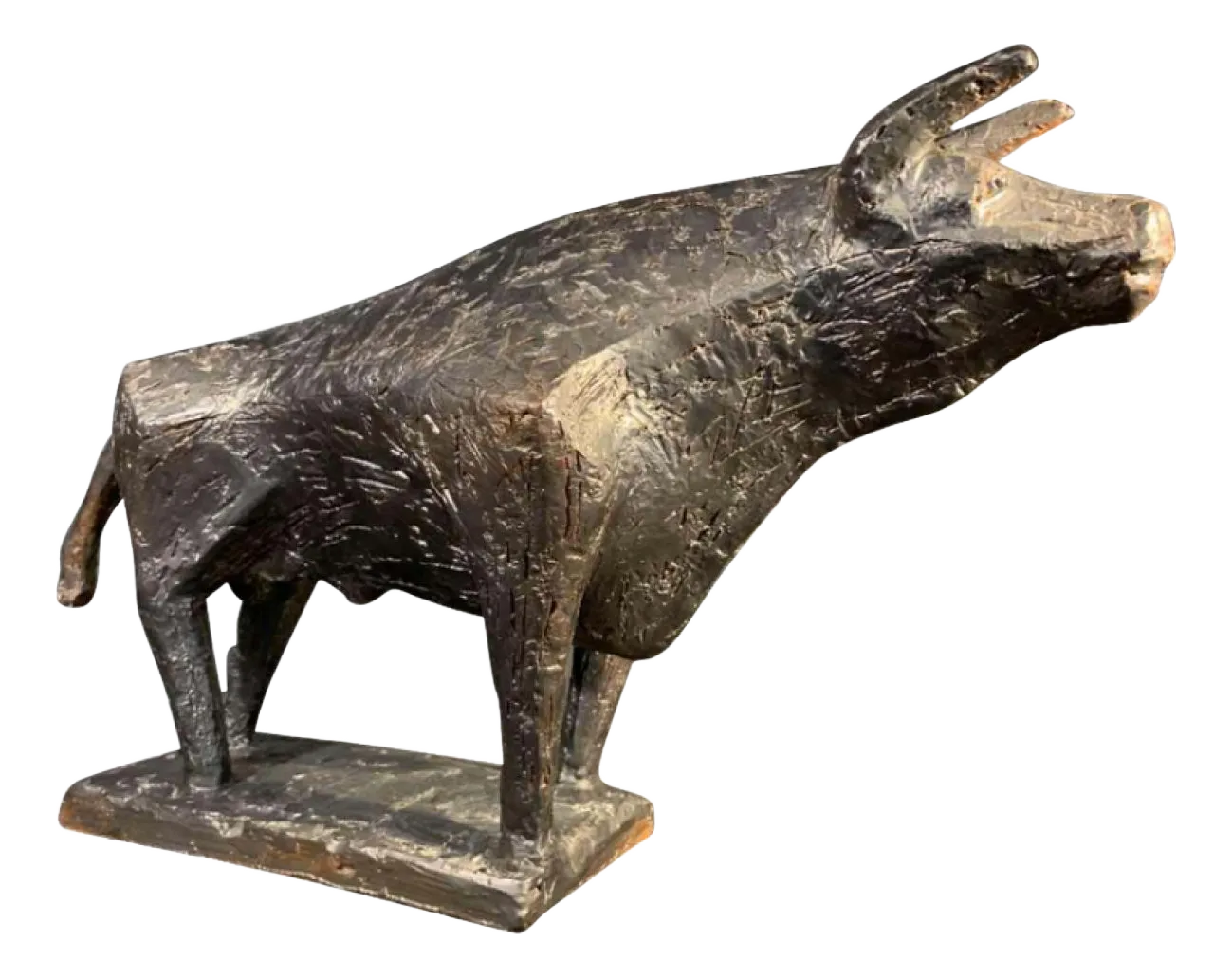 Brutalistisch Geglazuurd Steengoed Stier Sculptuur Van Mario Peruggini, Jaren 1960