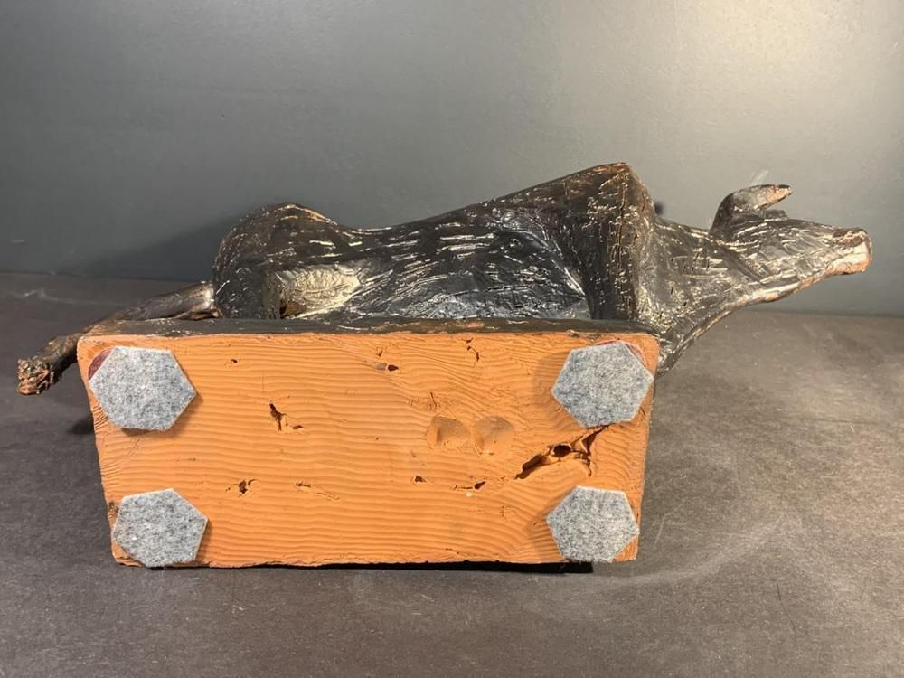 Art Brutalist Glazed Stoneware Bull Animal Sculpture By Mario Peruggini, 1960s photo