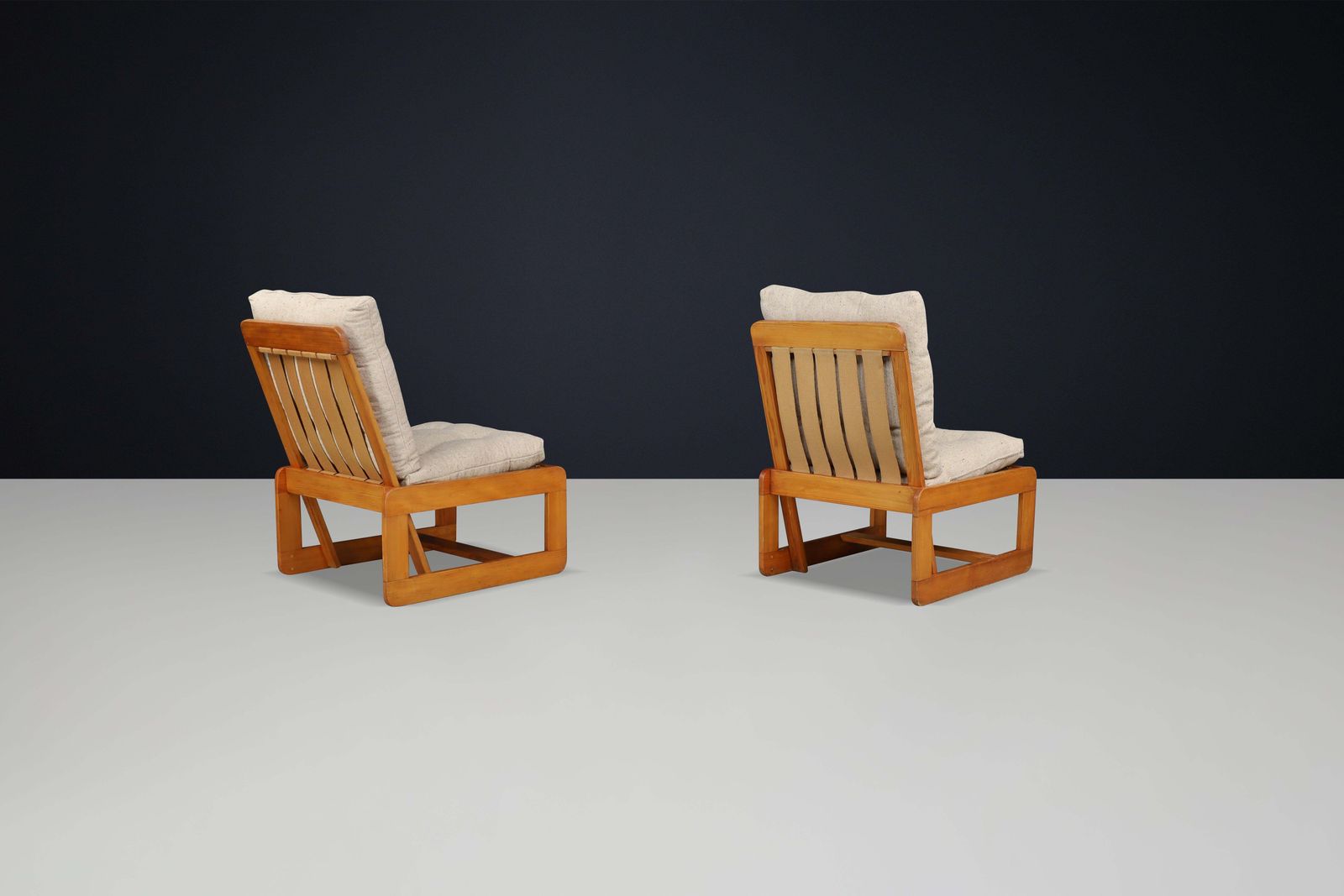 Pinewood Lounge Chairs In Original Jute Fabric Italy 1970s photo Furniture