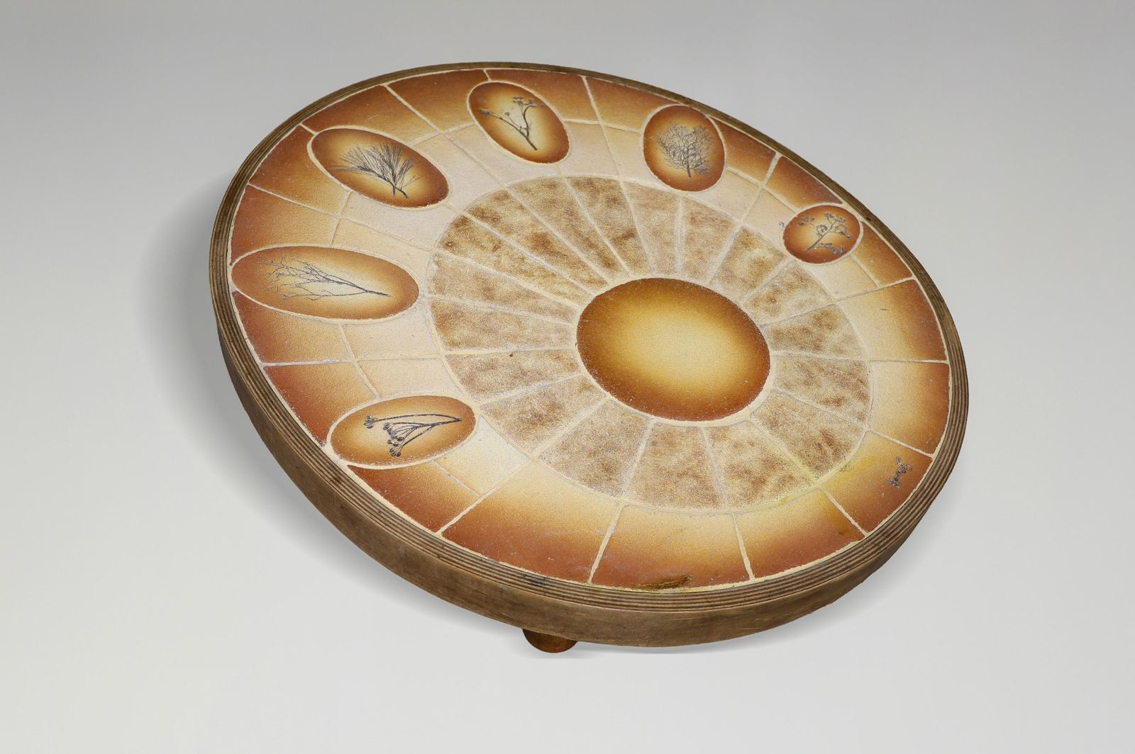 Furniture Brutalist Egg Shaped Vallauris Ceramic Coffee Table By Barrois, France, 1960s photo