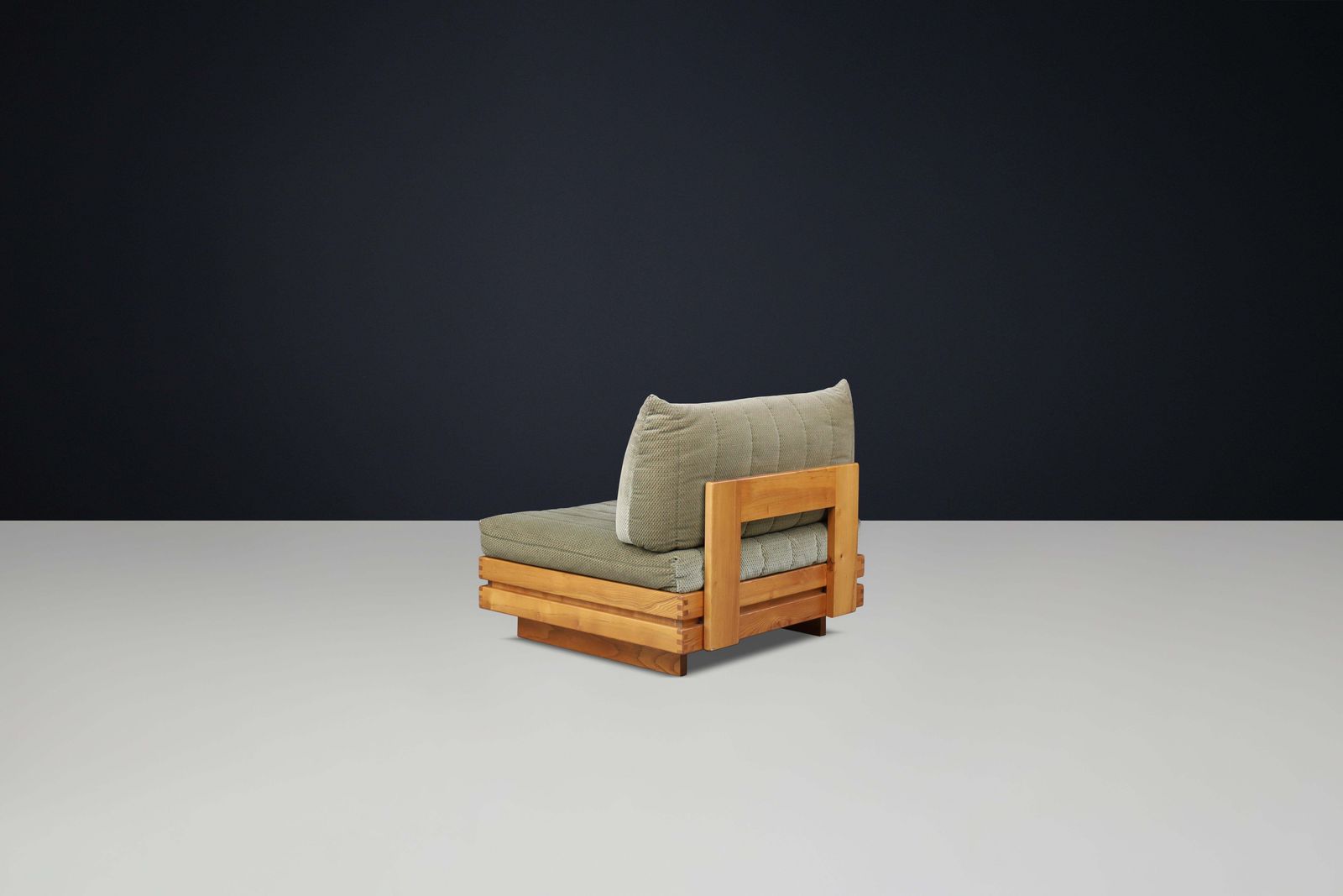 photo furniture Maison Regain Elm Living Room Set Upholstered In Original Olive Green Fabric