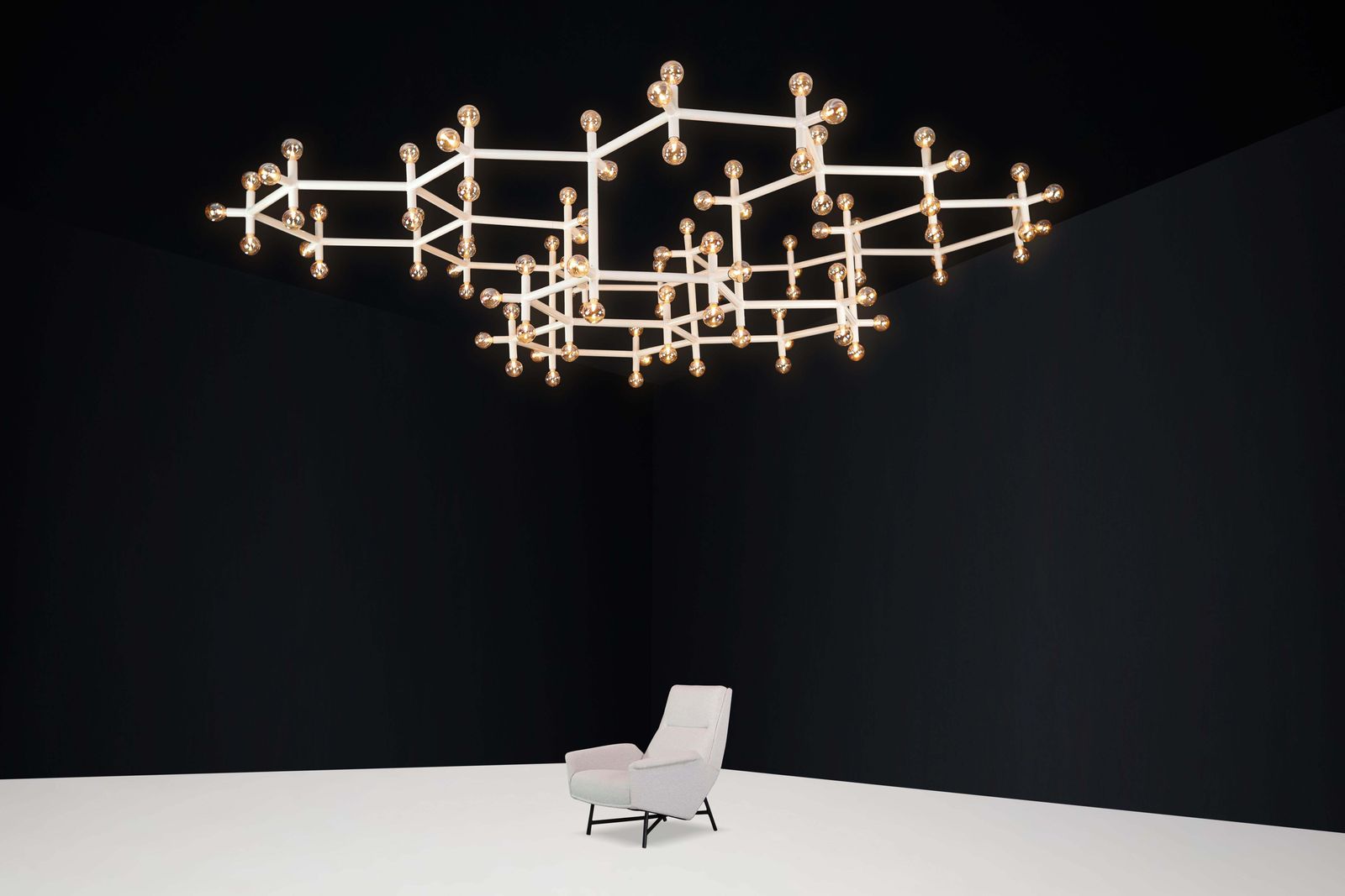 Robert Haussmann Monumental Atomic Suspension Chandelier, Switzerland, 1970s photo furniture