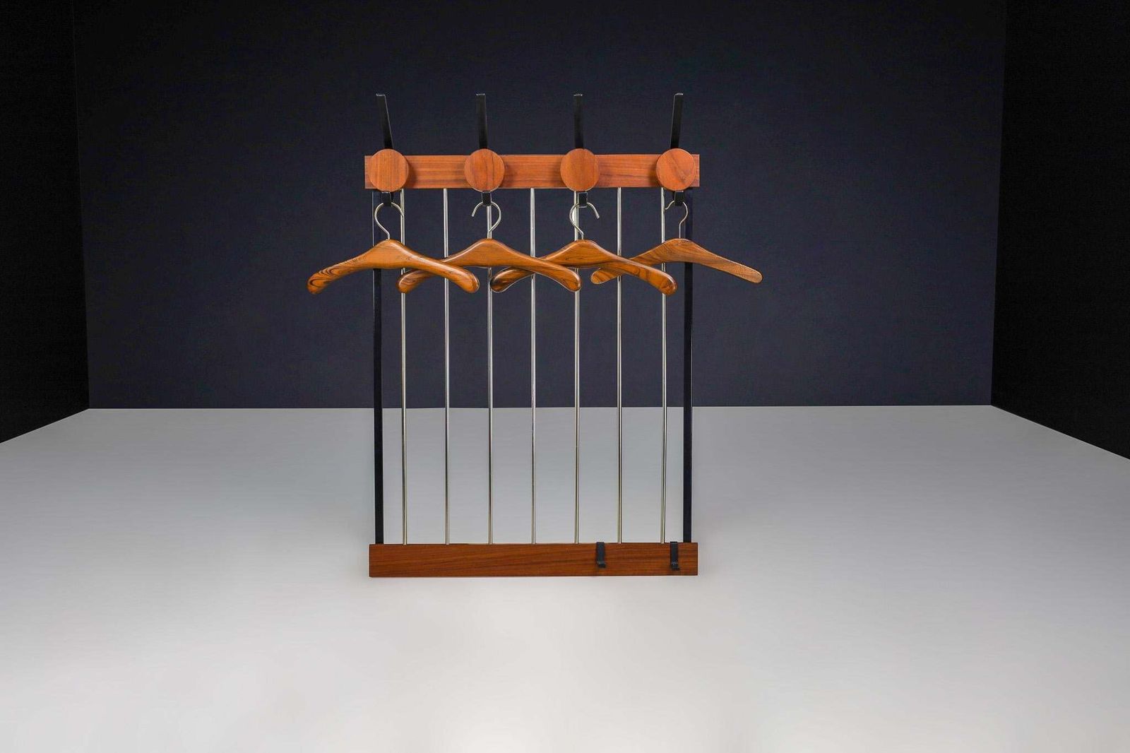 Mid Century Modern Coat Rack In Black Steel And Teak, Germany 1960s photo furniture