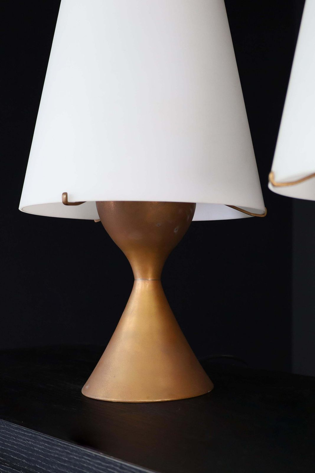 photo for sale Max Ingrand For Fontana Arte Pair Of Two Patinated Brass Table Lamps Italy 1956