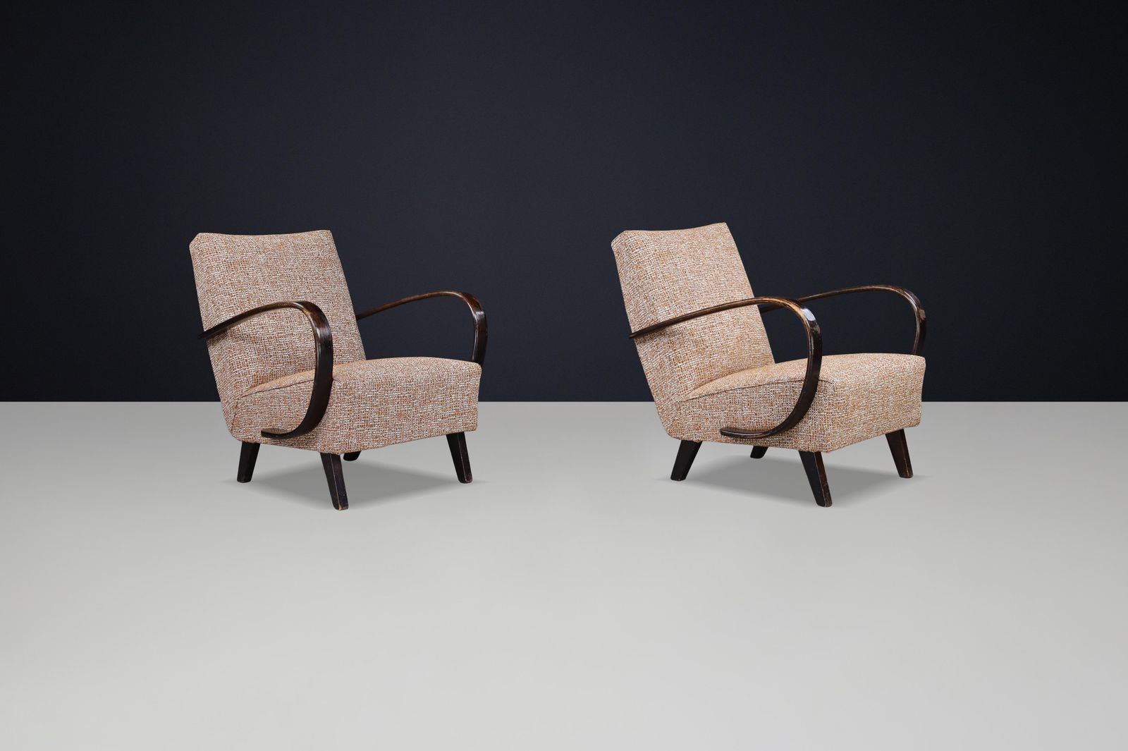 Jindřich Halabala Re Upholstered Bentwood Lounge Chairs, 1940s Czech Republic photo buy