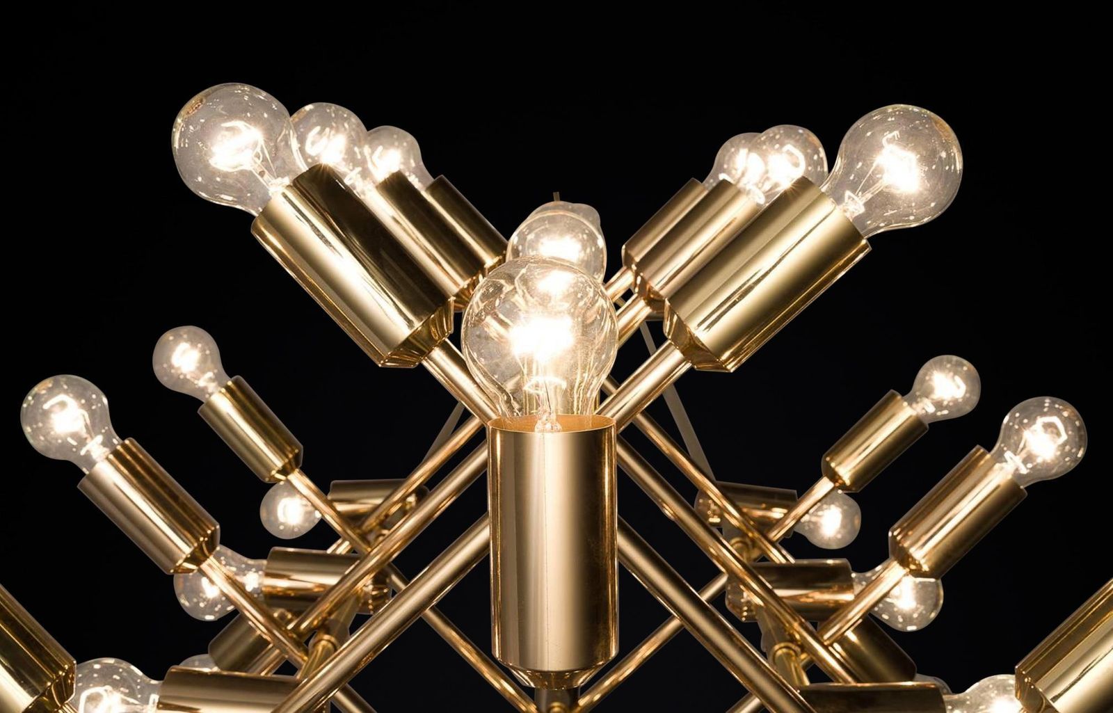 Xl Mid Century Brass Chandelier With 40 Lights, Switzerland 1960s. photo 3778.0