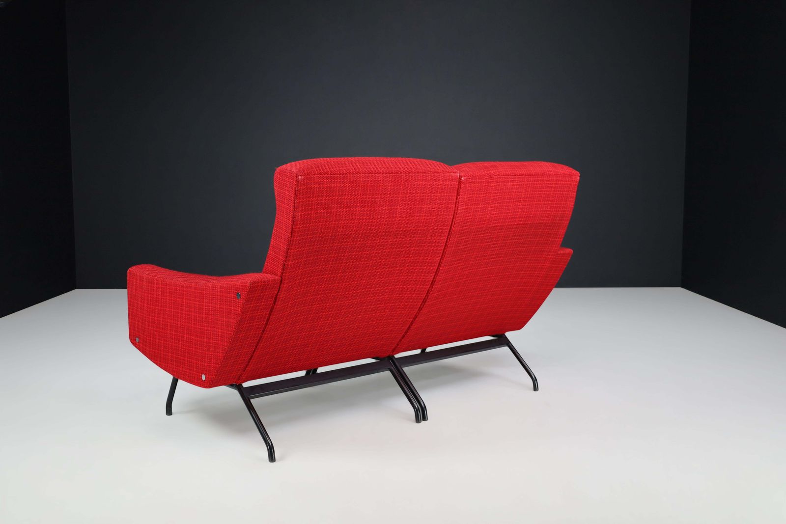 Joseph André Motte Sectional Sofa Two Seat Red Original Upholstery France, 1950 photo 4711.0