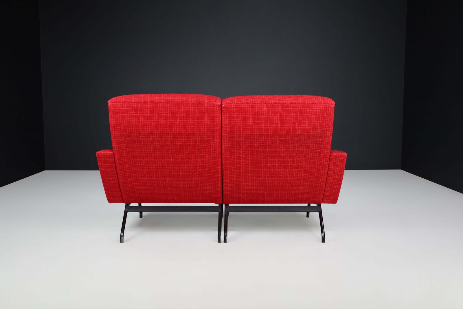Joseph André Motte Sectional Sofa Two Seat Red Original Upholstery France, 1950 photo vinterior