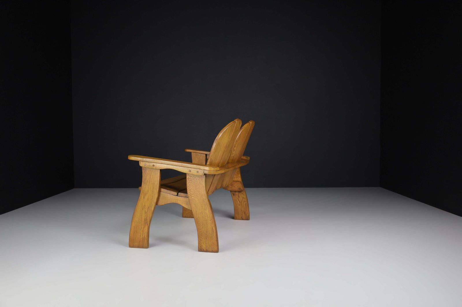 Sculptural Bench In Oak, France, 1960s photo vinterior