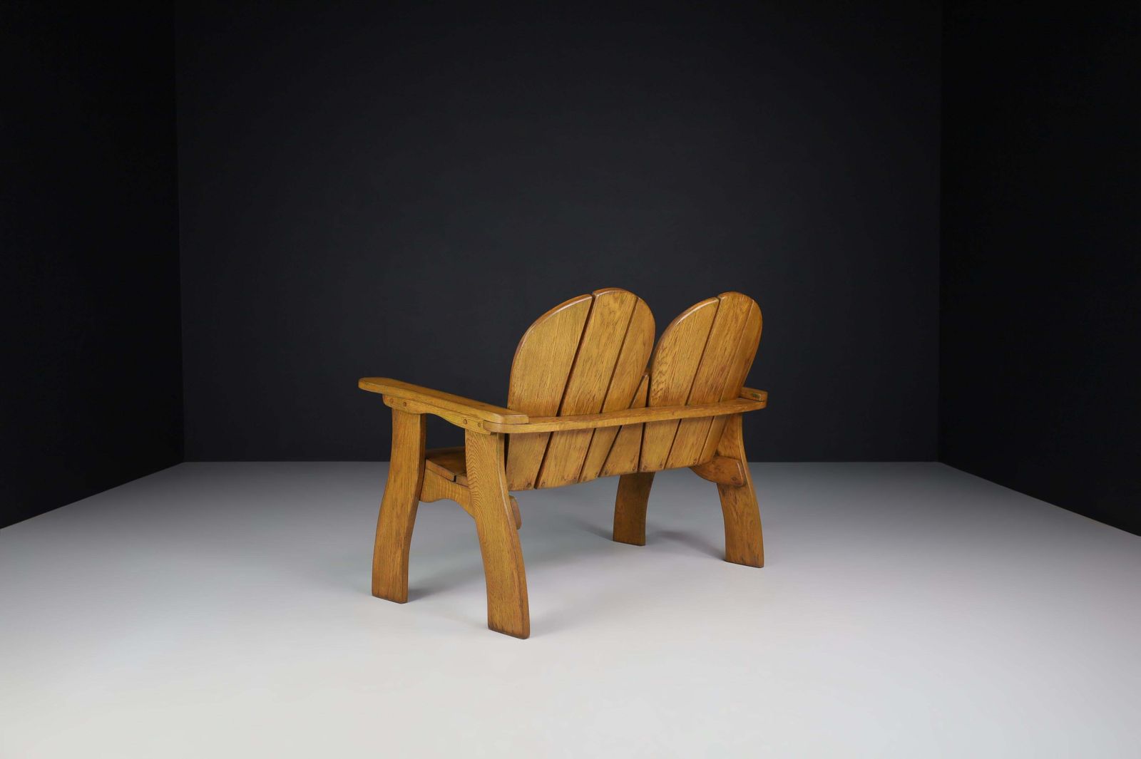 Sculptural Bench In Oak, France, 1960s photo buy