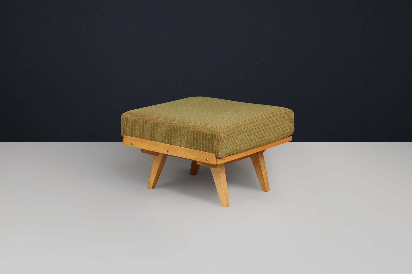 František Jirák For Tatra Nábytok Ottoman In Original Green Upholstery, 1960s photo furniture