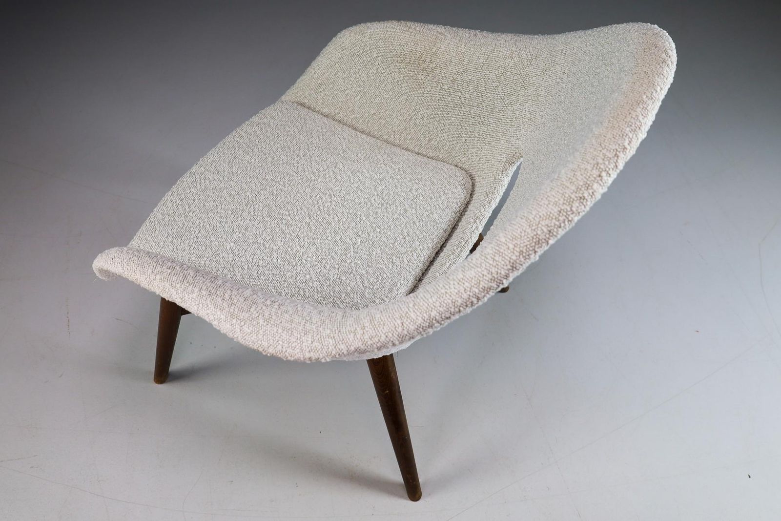 Miroslav Navratil Lounge Chair New Bouclé Upholstery, Praque 1960s photo buy