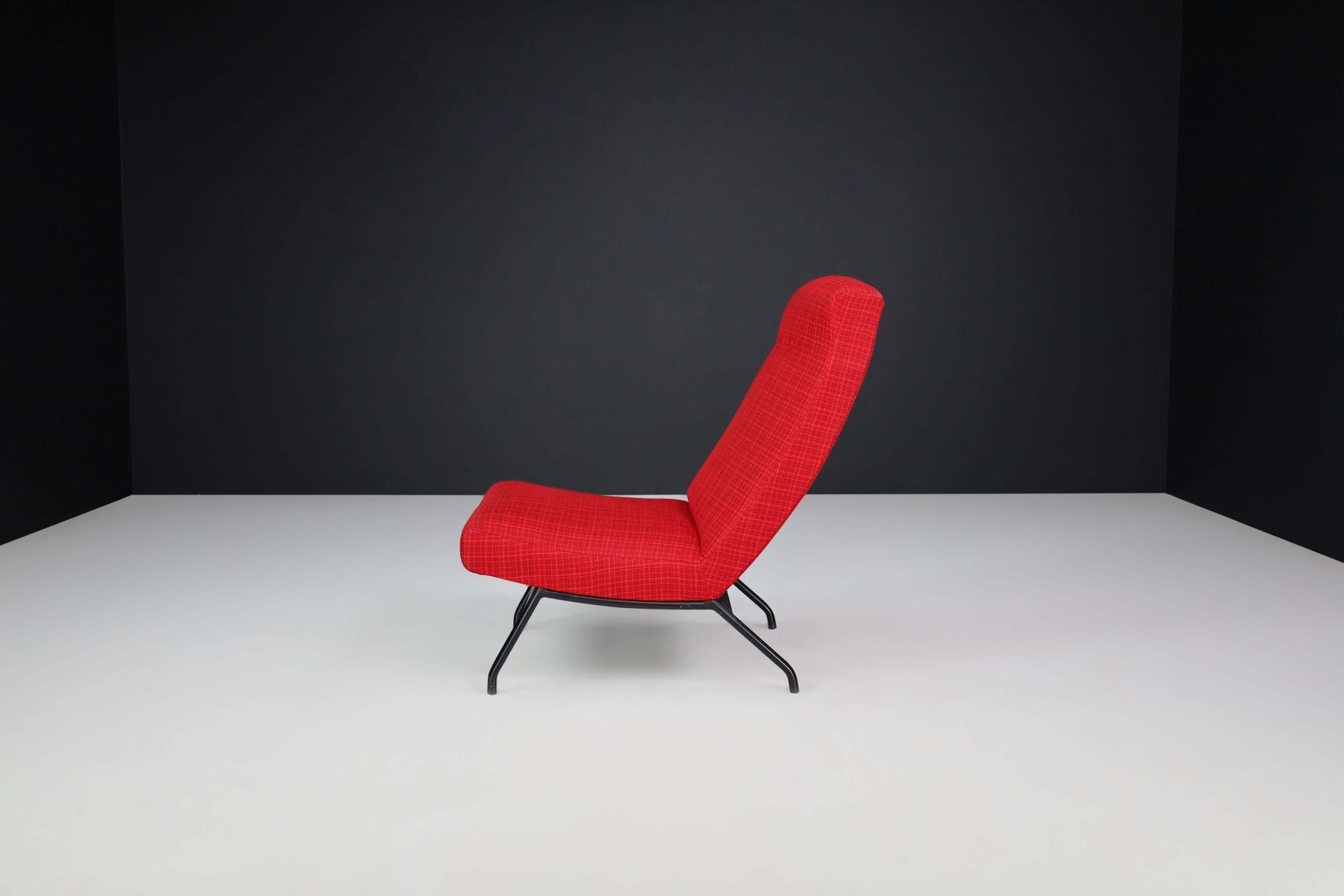 Lounge Chair By Joseph André Motte In Original Red Upholstery, France, 1950s photo buy