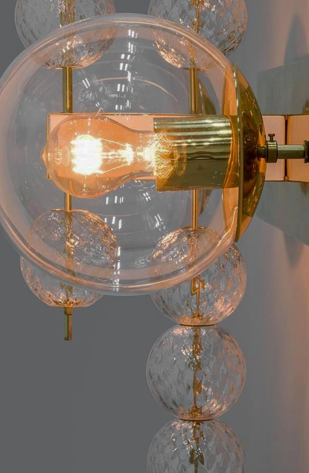 Midcentury Hotel Wall Chandelier With Brass Fixture, European, 1970s photo vintage