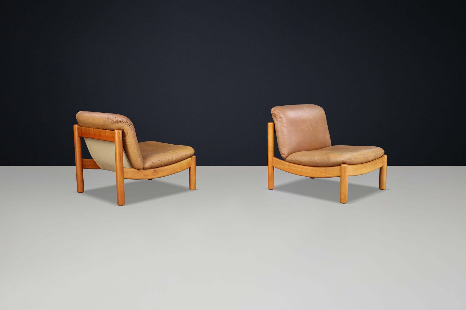 Mid Century Carl Straub Lounge Chairs In Patinated Leather, Germany, 1960s photo vintage