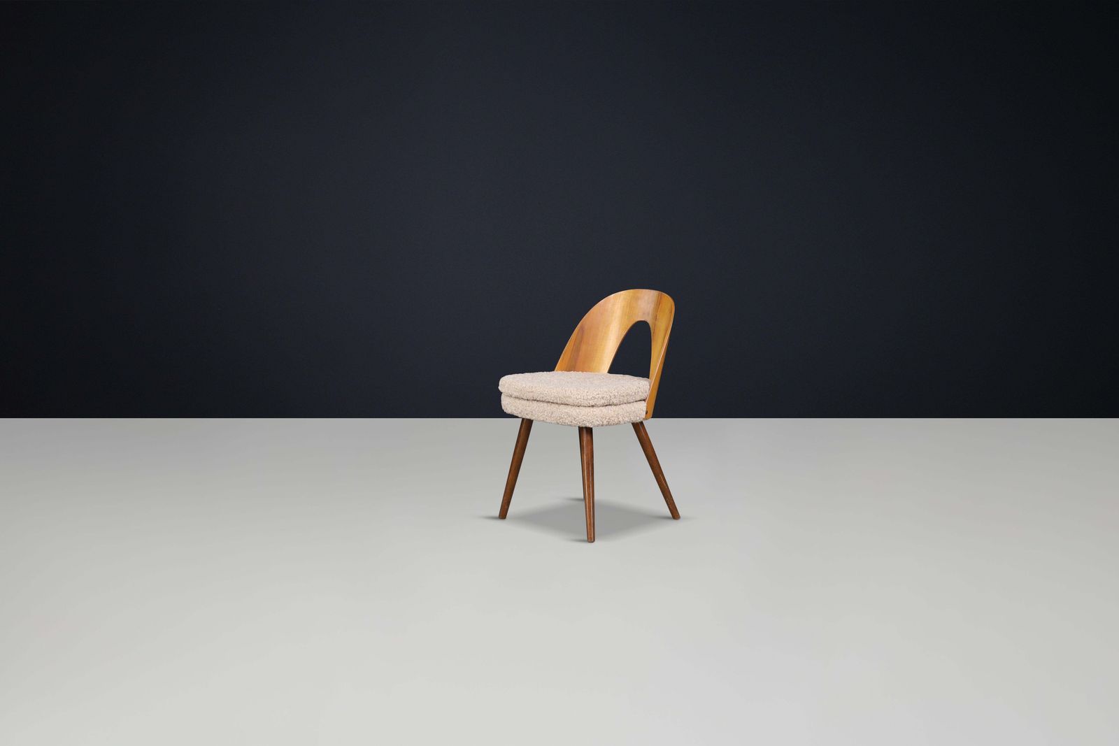 Antonin Suman For Tatra Dining Room Chairs In Walnut And Teddy Upholstery, 1960s photo for sale