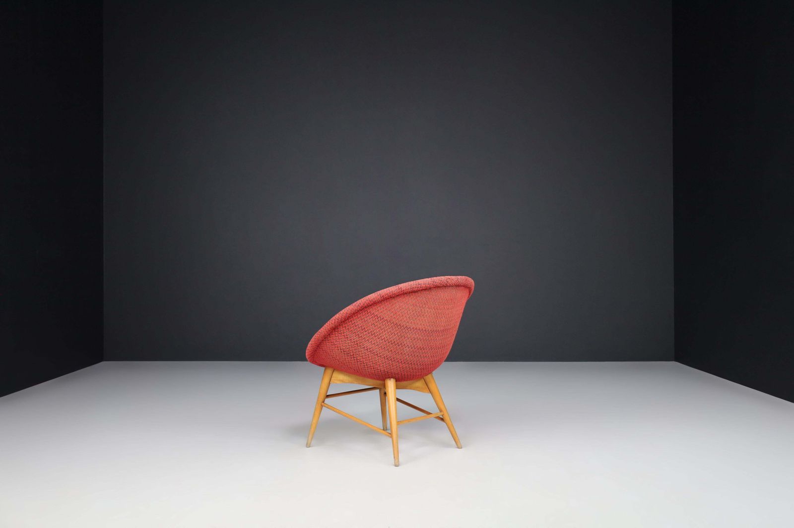 Miroslav Navratil Basket Chairs In Original Red Fabric, 1960 photo 1824.0