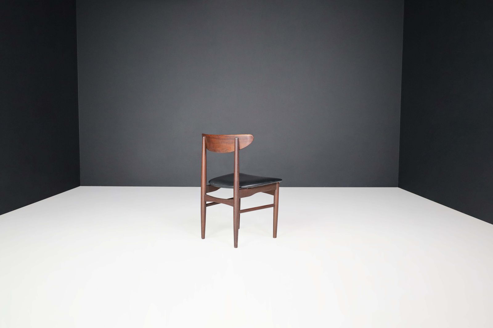 Dyrlund Hardwood And Black Leather Dining Chairs, Denmark, 1960s photo 3979.0