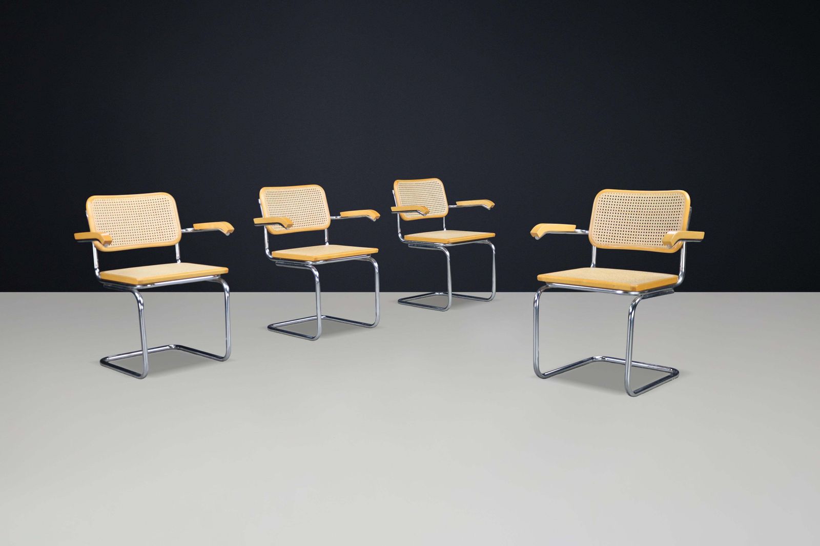 Set Of Four Marcel Breuer B32 Cesca Arm Chairs, Italy, 1970s photo furniture
