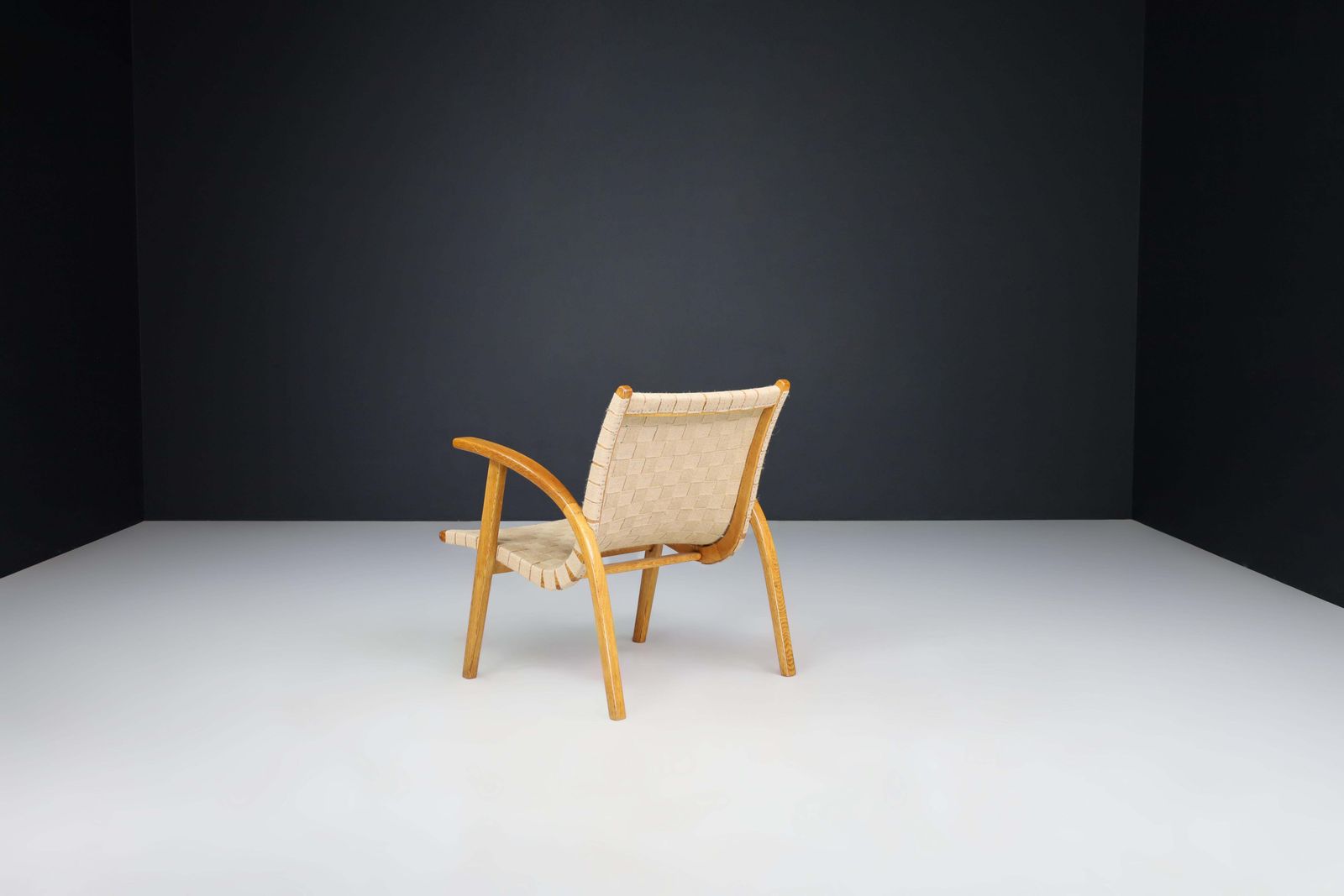 Jan Vanek Easy Chair In Oak Bentwood And Canvas, Praque, The 1930s photo vinterior