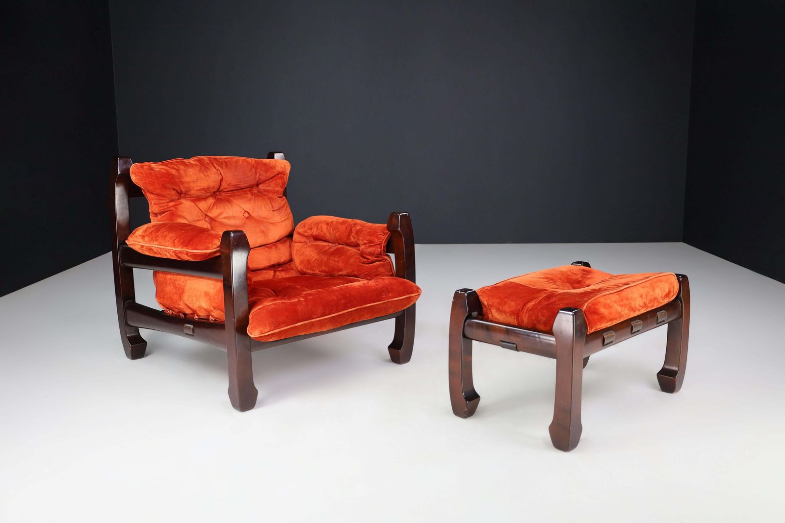 Luciano Frigeri Lounge Chair And Ottomann "Samurai", Italy, 1960s photo furniture