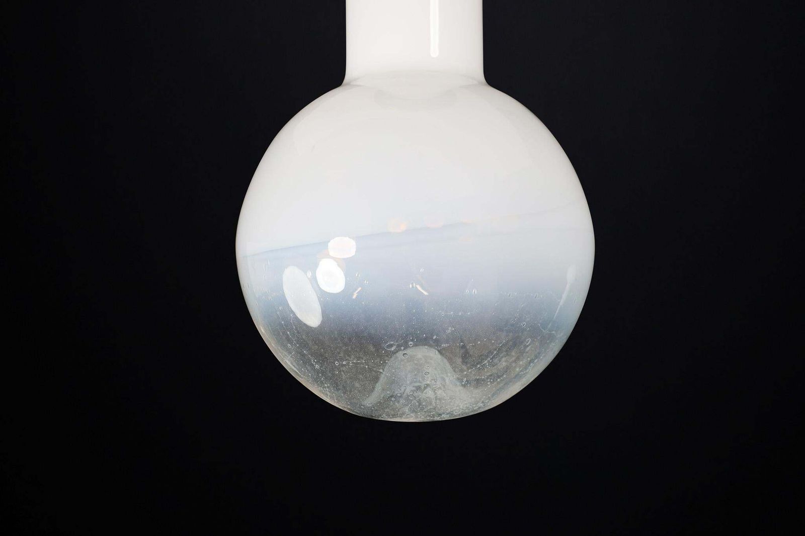 photo furniture Mid Century Modern Blown Opaline Glass And Brass Chandelier, Italy 1970s