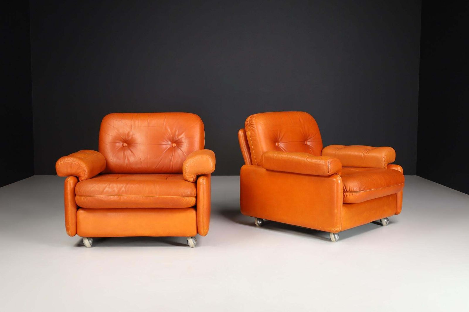Set Of Two Mid Century Modern Leather Armchairs, Germany, 1960s photo furniture