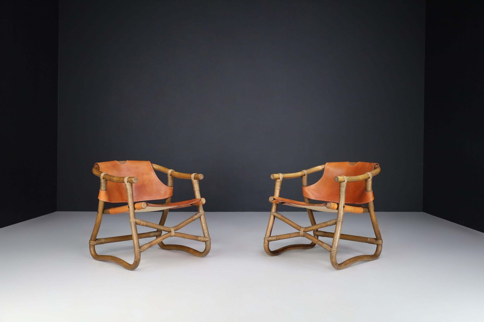 Cognac Leather Esprit Safari Lounge Chairs By Ikea, Sweden, 1970s photo furniture