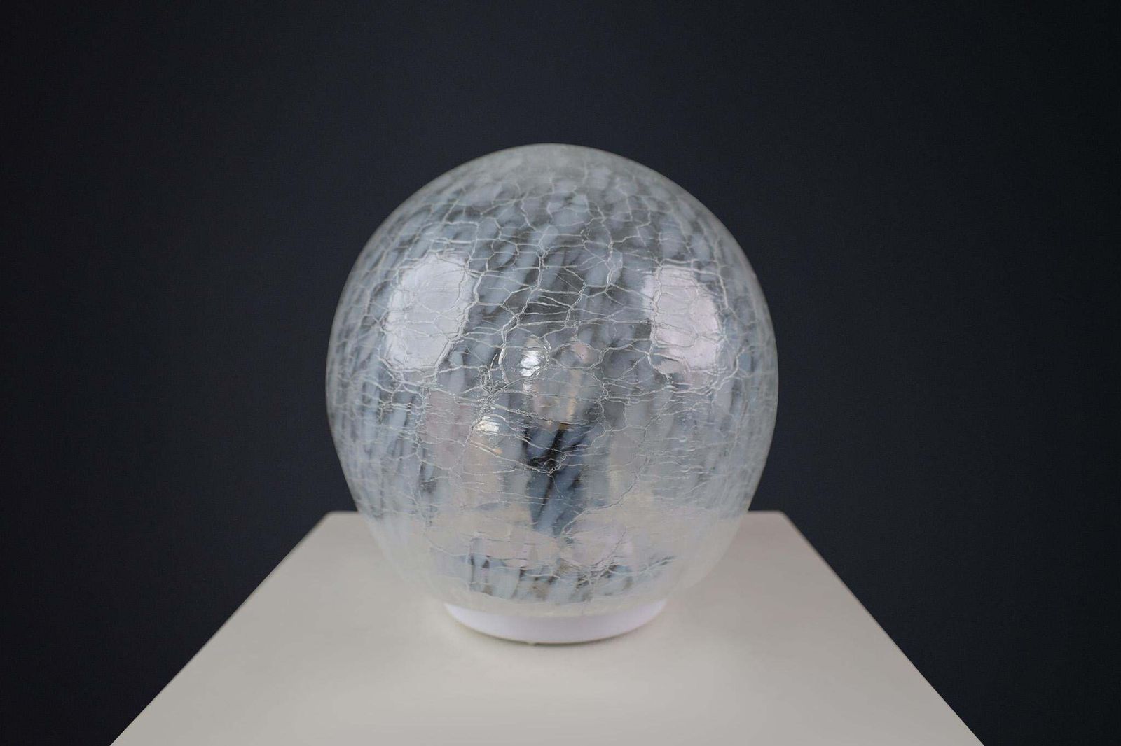 Mid Century White/Light Blue Murano Glass Table Lamp, Italy 1970s photo furniture