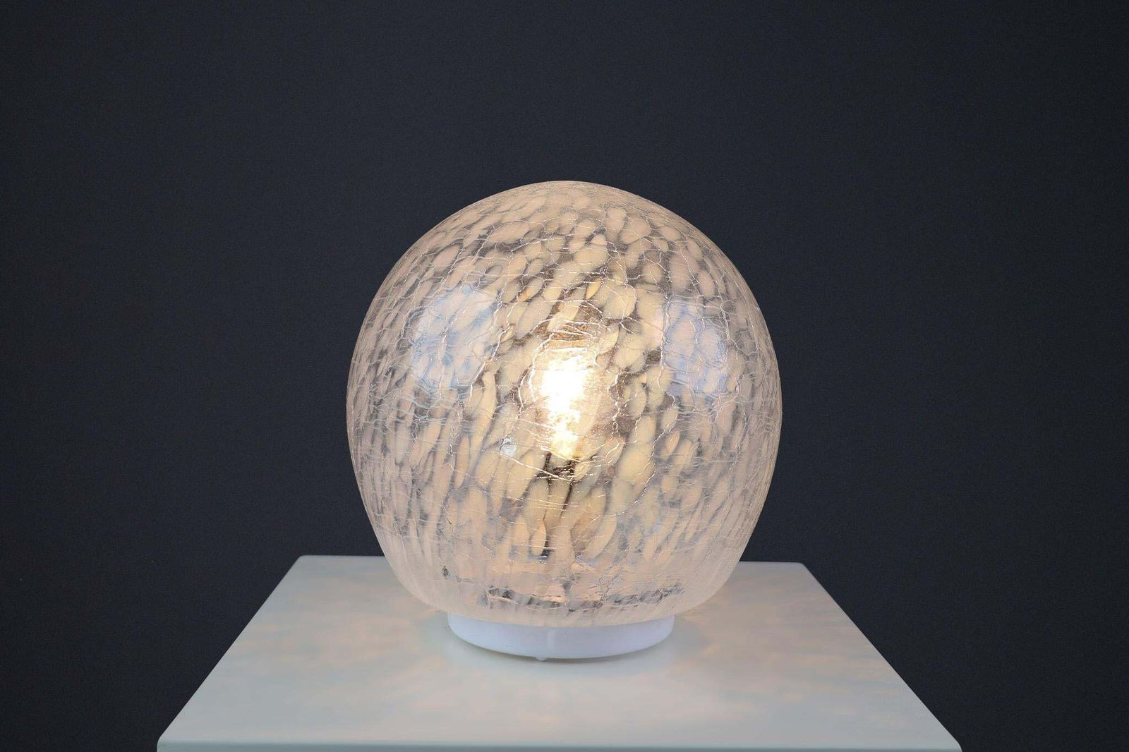 Mid Century White/Light Blue Murano Glass Table Lamp, Italy 1970s photo for sale
