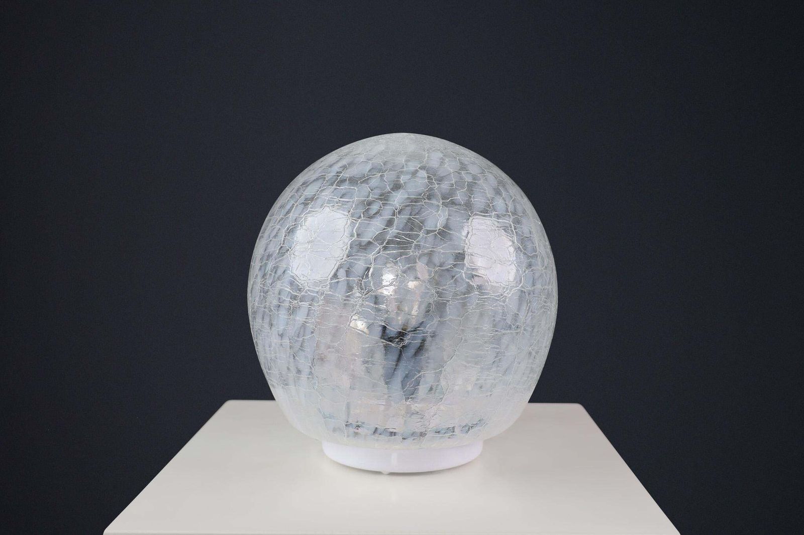 Mid Century White/Light Blue Murano Glass Table Lamp, Italy 1970s photo Lighting