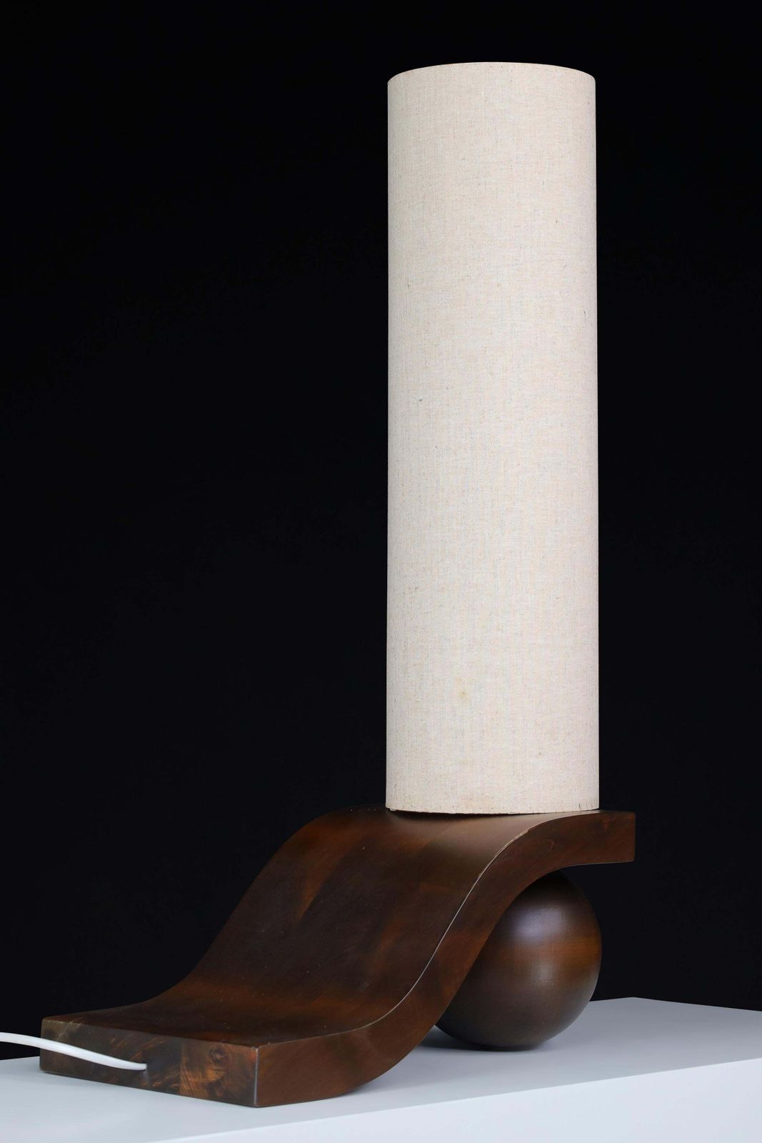 Mid Century Czech Table Lamp By Vladimír Nývlt In Sculpted Wood, 1970s photo for sale