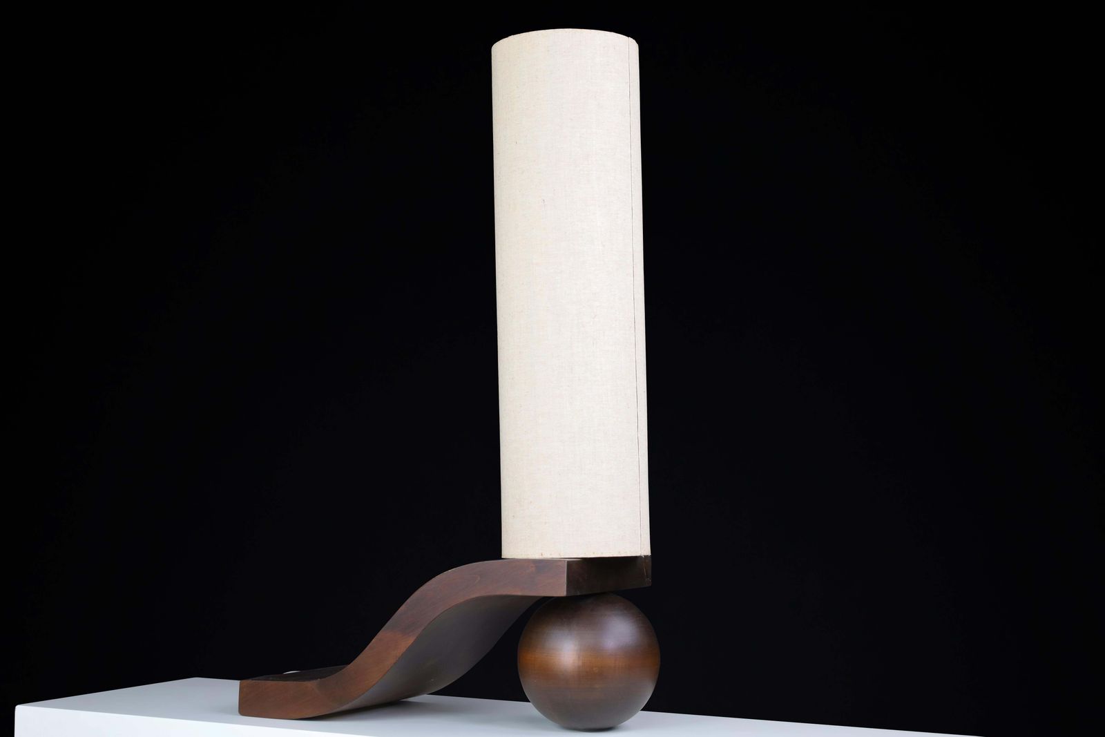 photo for sale Mid Century Czech Table Lamp By Vladimír Nývlt In Sculpted Wood, 1970s