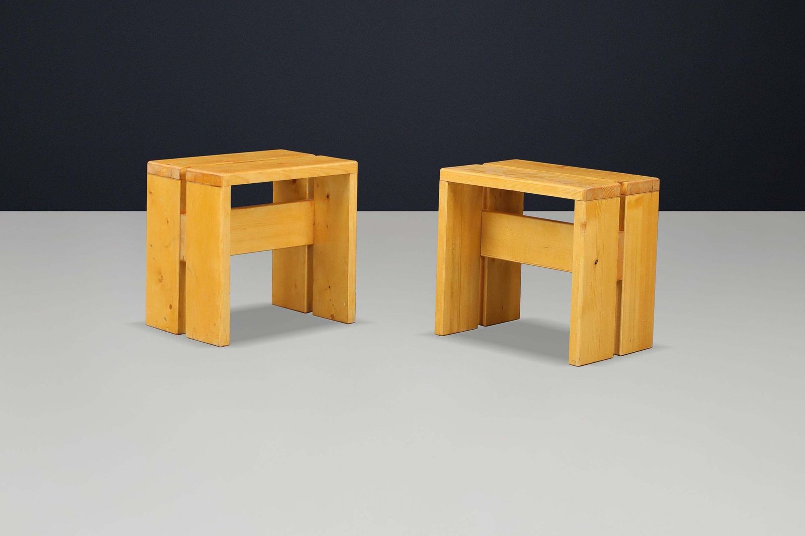 Charlotte Perriand Pine Stool For Les Arcs Ski Resort, France, 1960s 2 Available photo furniture