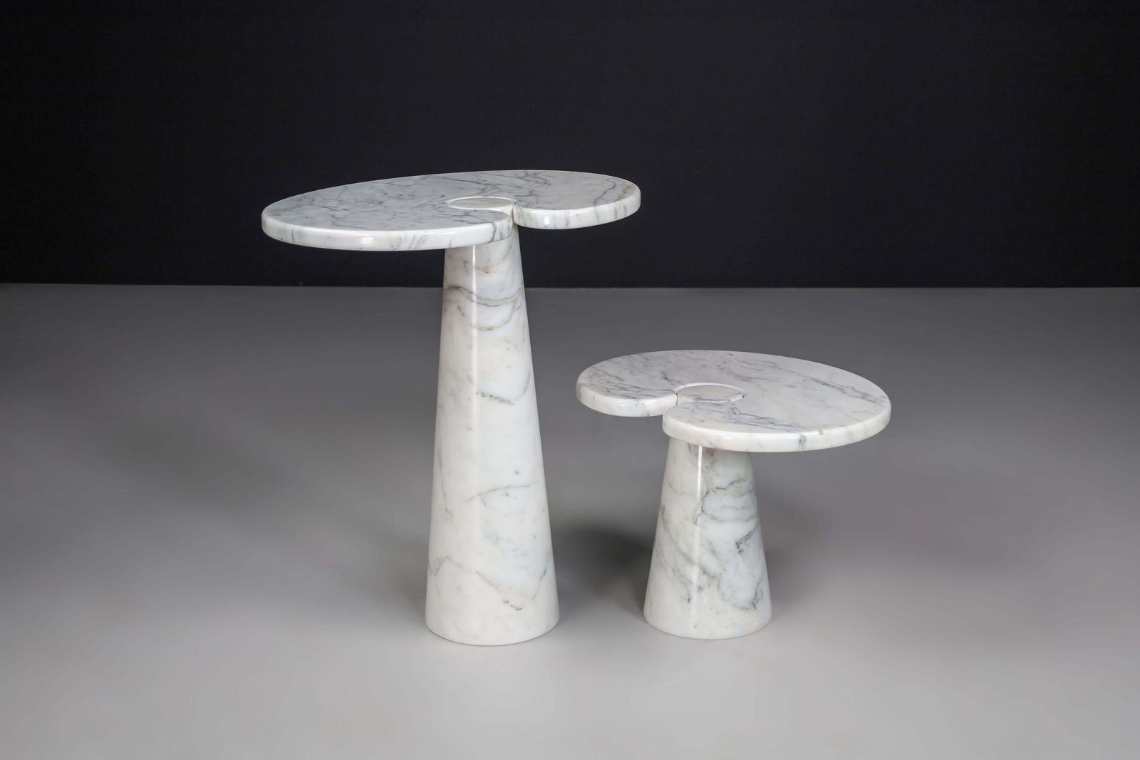 Angelo Mangiarotti For Skipper White Carrara Marble "Eros" Consoles, Italy 1970s photo vintage