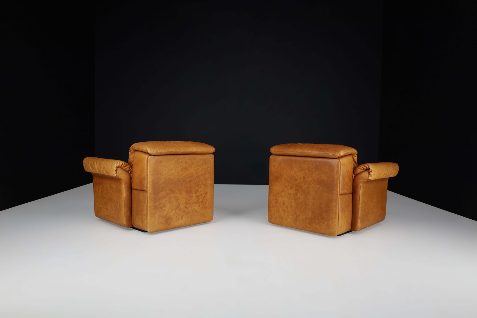 De Sede Ds 14 Lounge Chairs In Patinated Cognac Leather, Switzerland, 1970s photo 4098.0