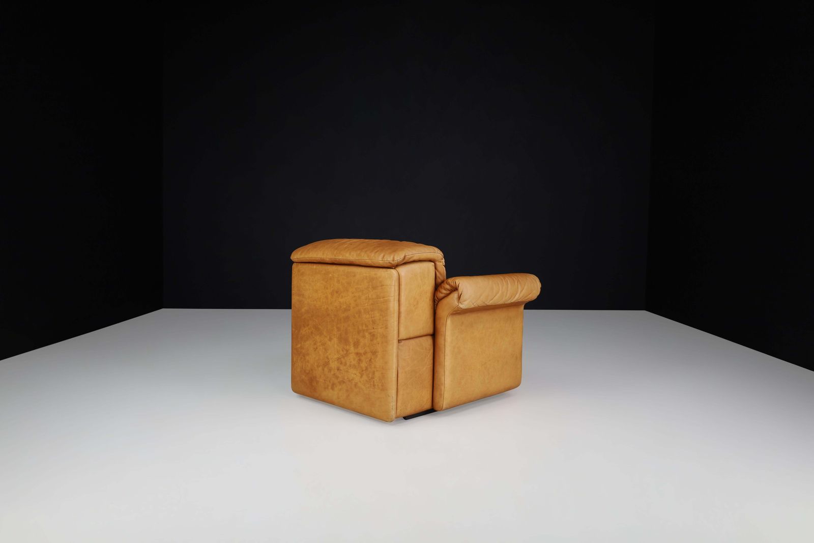 Furniture De Sede Ds 14 Lounge Chairs In Patinated Cognac Leather, Switzerland, 1970s photo