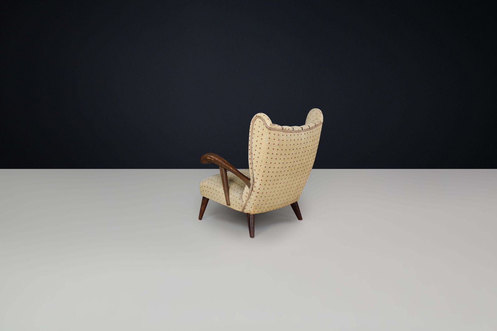 Sculpted Lounge Chair In Walnut With Original Upholstery, Prague, 1930. photo Furniture