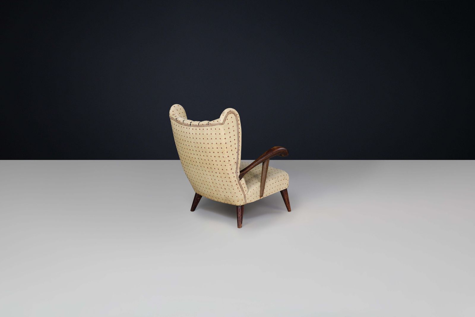 Sculpted Lounge Chair In Walnut With Original Upholstery, Prague, 1930. photo 2848.0