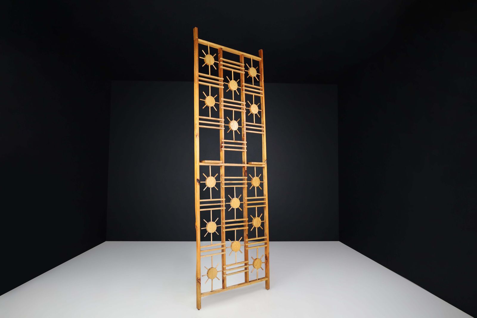 Mid Century French Pine Room Divider With Sunburst Accents, 1960s photo Home Decor