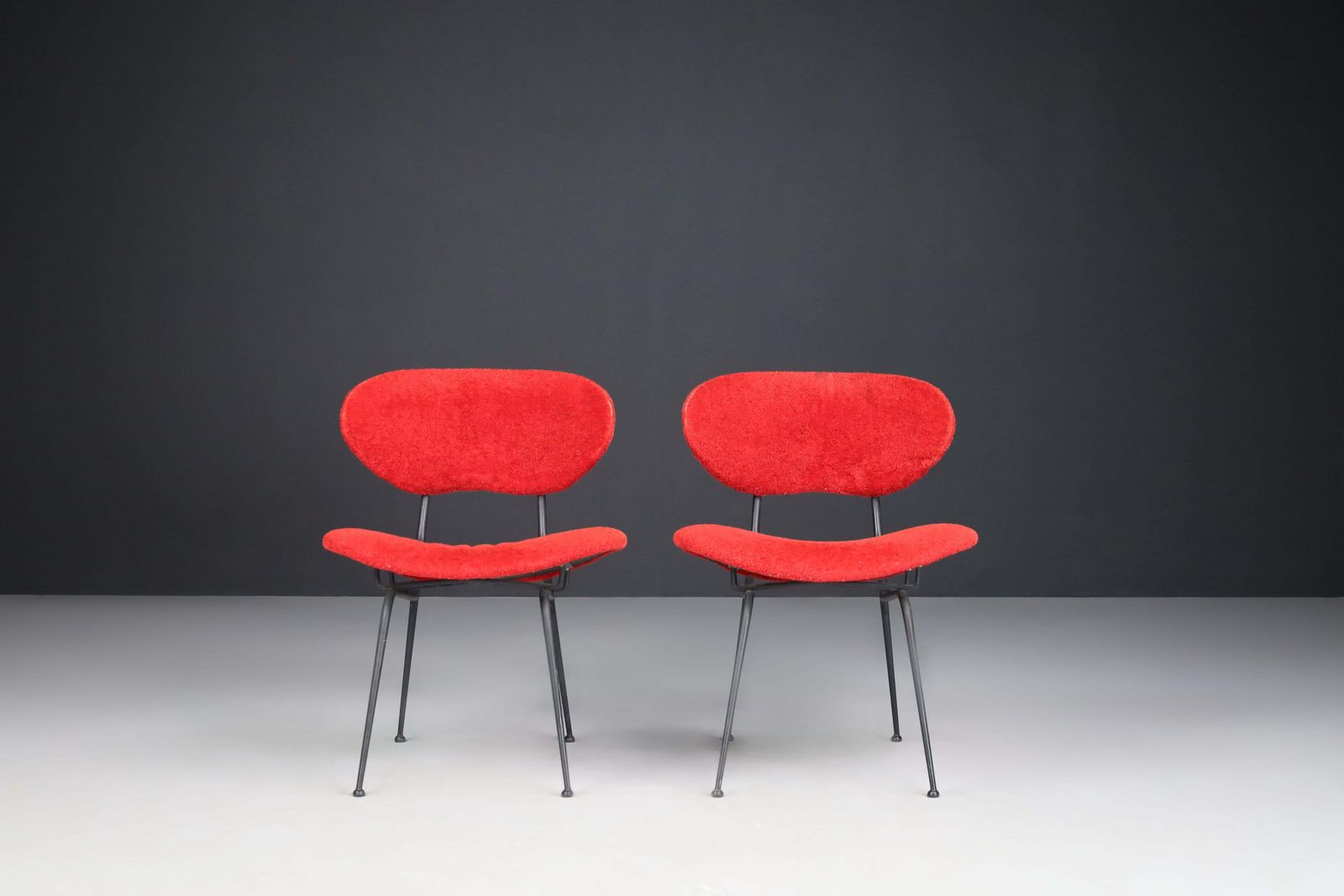 Red Mid Century Modern Side Chairs By Gastone Rinaldi, Italy, 1960s photo furniture