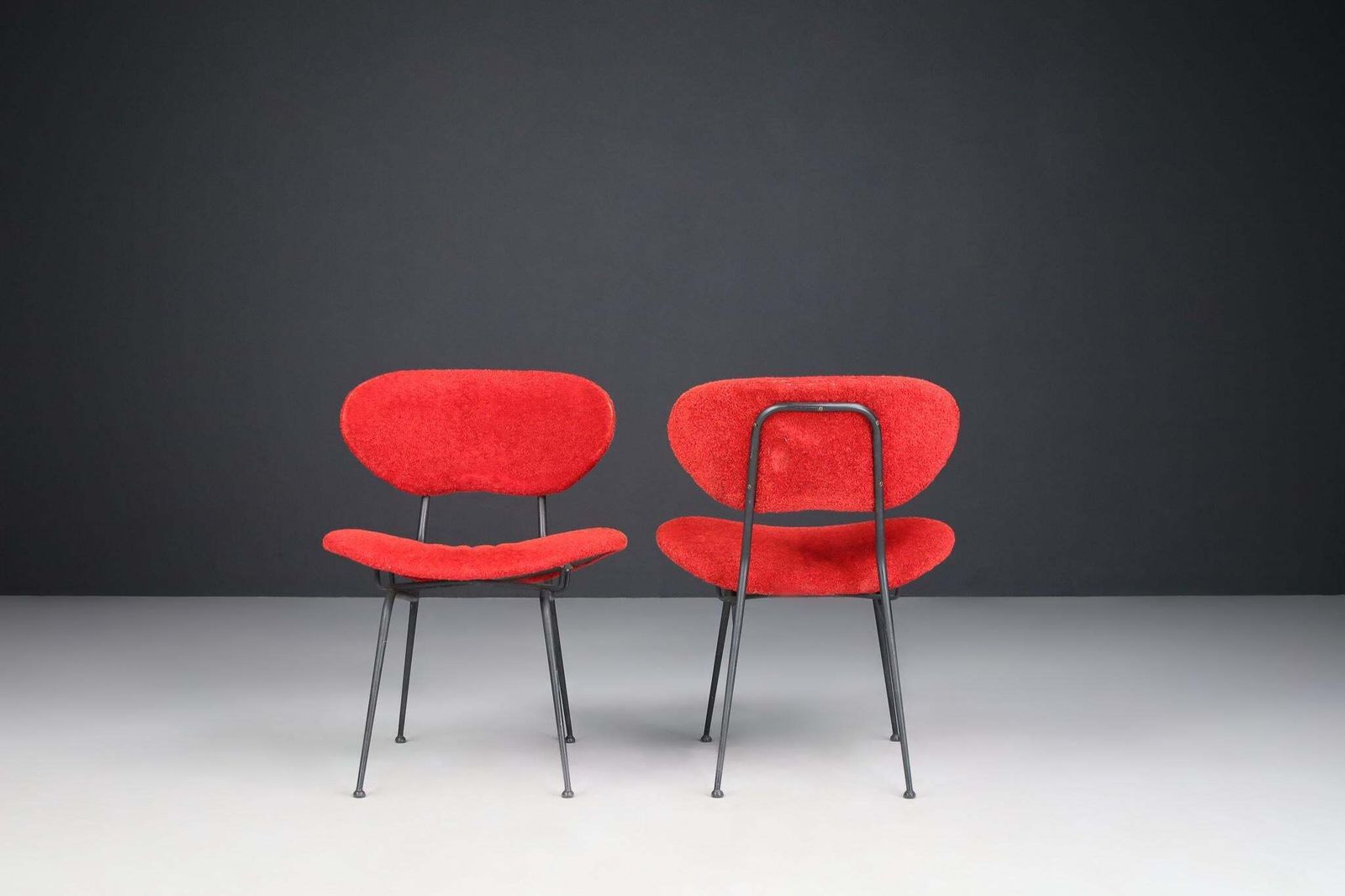 Red Mid Century Modern Side Chairs By Gastone Rinaldi, Italy, 1960s photo 1101.0
