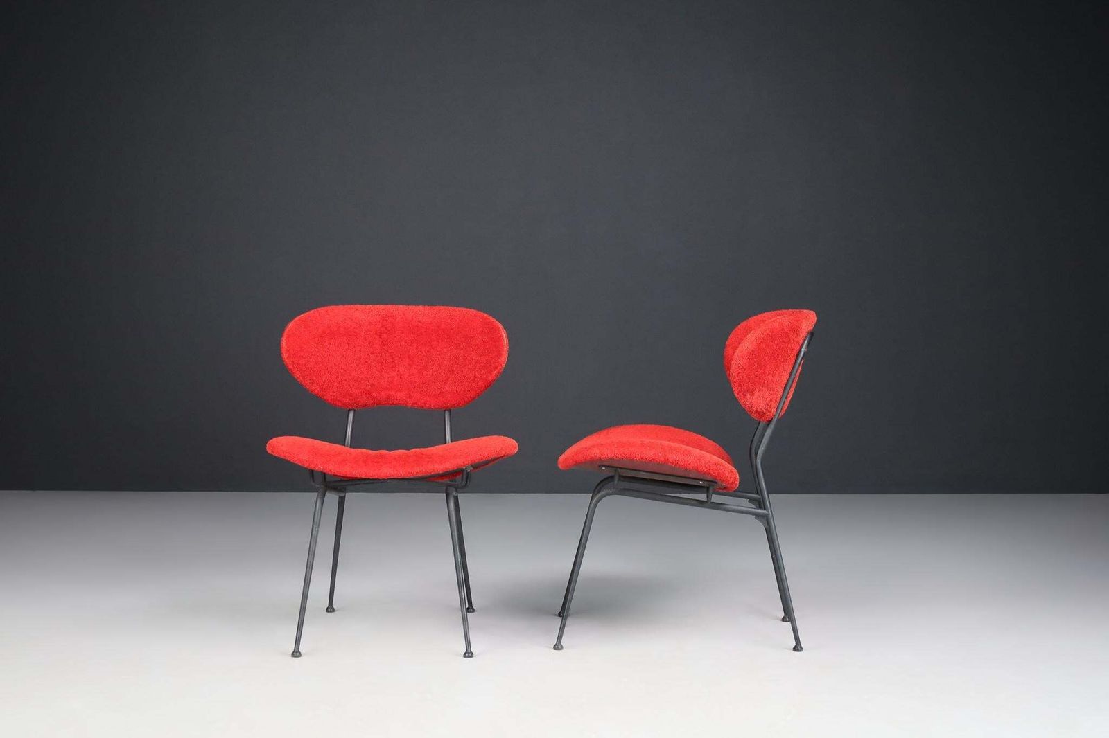Red Mid Century Modern Side Chairs By Gastone Rinaldi, Italy, 1960s photo buy