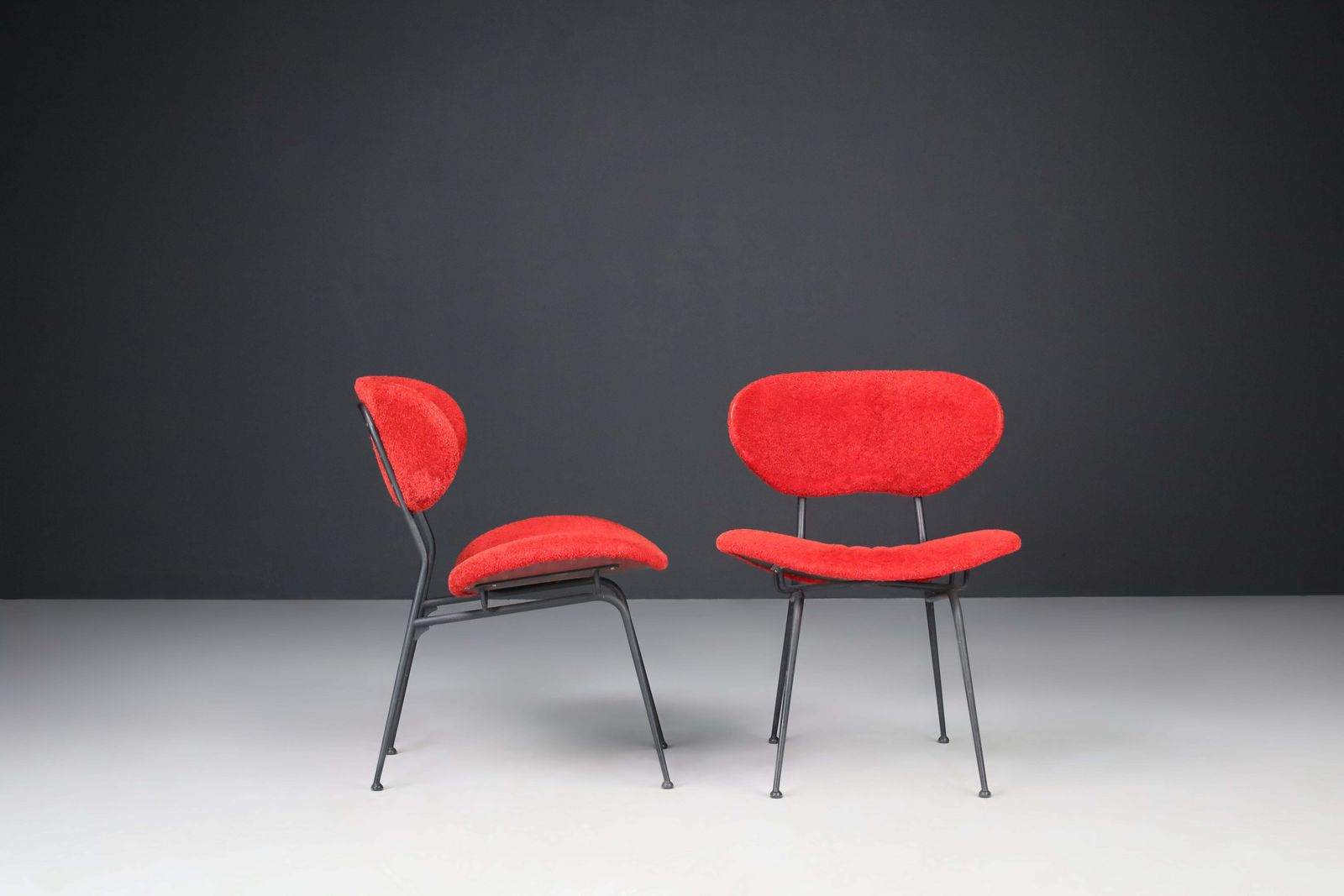 photo furniture Red Mid Century Modern Side Chairs By Gastone Rinaldi, Italy, 1960s