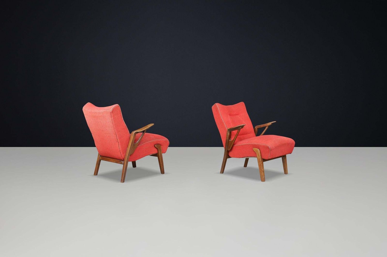 Art Deco Lounge Chairs In Oak And Original Upholstery By Antonin Kybal, Cz 1930s photo buy