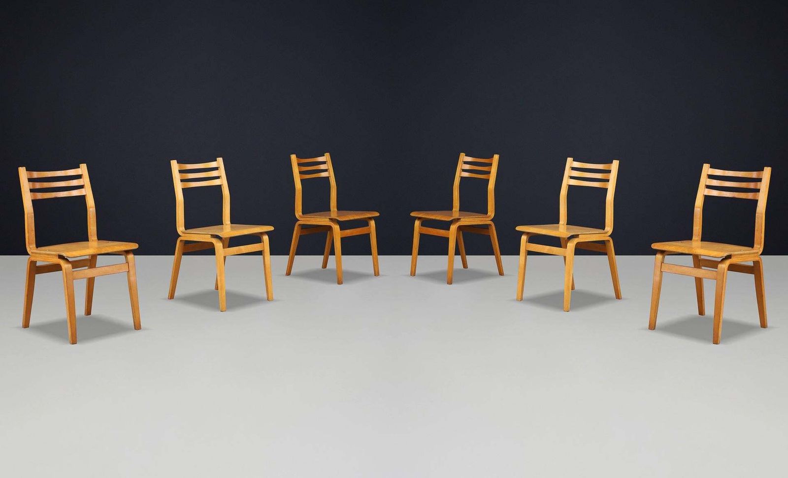 Set Of 16 Mid Century Bentwood Chairs In Beech By Czech Manufacturer, 1960s photo buy